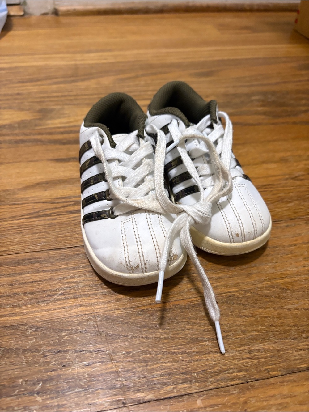Kids White and Camo K Swiss Sneakers - Comfortable Everyday Sneakers